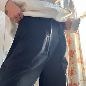 Wide Leg Tailored Black Pants